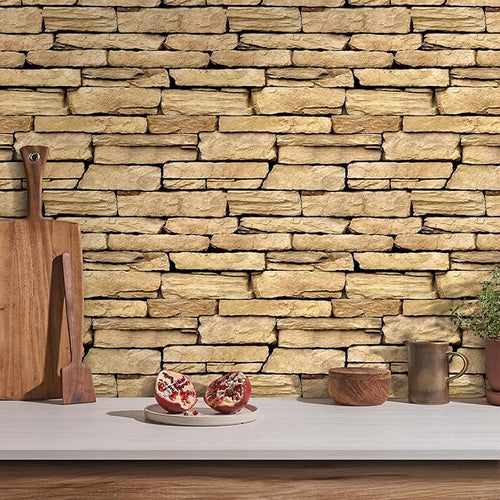 3D Peel and Stick Faux Stone Wall Panels 11.8" x 11.8" 10-Pack, Stone-Look Wall - Image 2