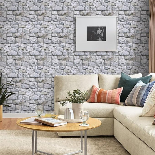 3D Faux Stone Wall Panels Peel and Stick Whitewash, Stone-Look Textured Wall - Image 2