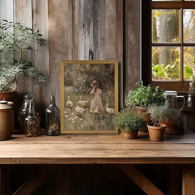 Wood Framed Canvas Wall Art, Vintage Girl - Image 4