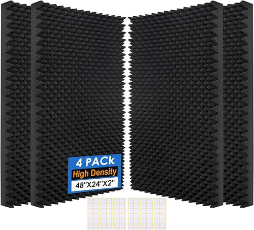 4 Pack-48X24X2 Inches Acoustic Panels, Egg Crate Foam soundproof wall Panels by Unknown