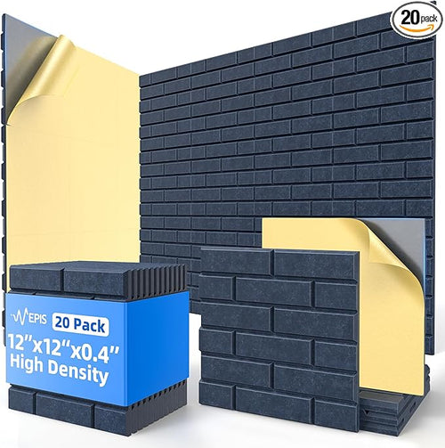 20 Pack Acoustic Panels with Self Adhesive, Soundproof Wall Panel, Brick Sound by NEPIS