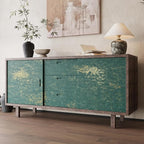 VEELIKE Distressed Teal Gold Metallic Peel and Stick Wallpaper Plaster Concrete - Image 6