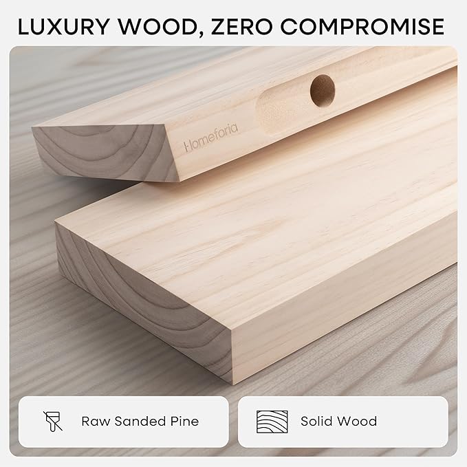 Homeforia 30 inch Wood Floating Shelves, High End Solid Natural Wood 30inch - Image 4