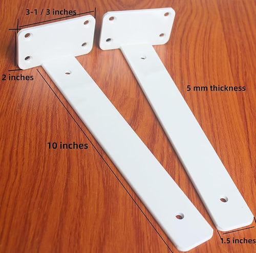 4 Pack - 10 inch White Hidden L Shelf Bracket Iron Floating Shelf Brackets - Image 2