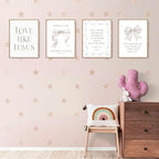 LARTSFRO Coquette Beige Bow Jesus Wall Art Decor Posters, Inspirational Bible - Image 3