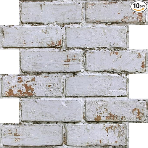 3D Faux Brick Wall Panels Peel and Stick, Small Brick-Look Textured Wall Sticker by SMOOSTIKCDECOR
