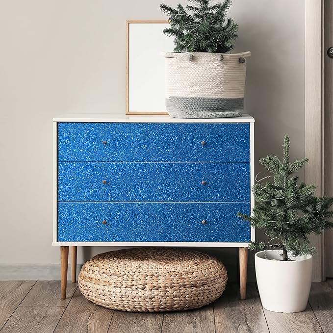 CRE8TIVE Blue Glitter Wallpaper Border Peel and Stick Wall Border Decorative - Image 2
