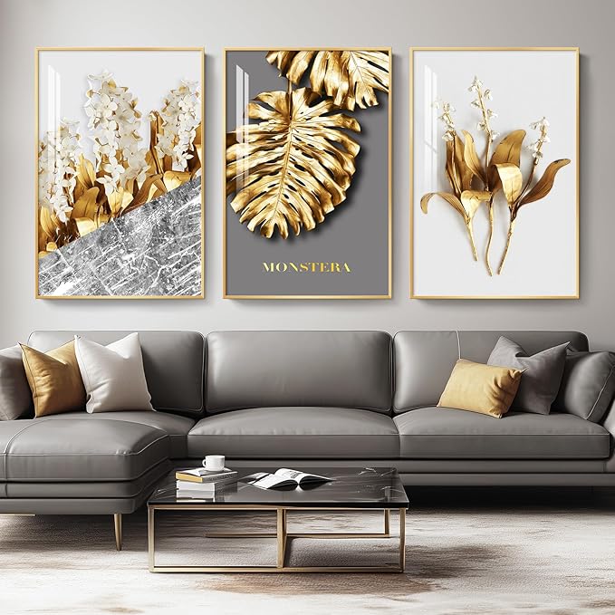 Framed Modern Luxury Large Gold Wall Art by Cuspin