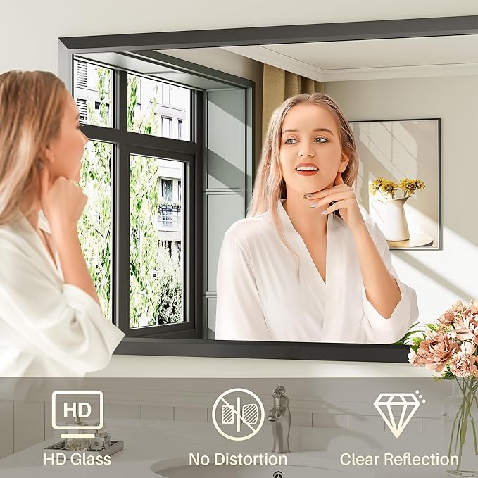 Briivue 36x36 Inch Black Bathroom Mirror - Image 4
