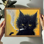 Vintage Framed Black Cat Wall Art, Mens Room Canvas Print Poster, Cool Animals - Image 4