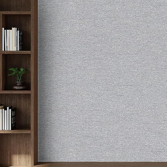 SHUFA Gray Cotton-Like Textured Grasscloth Wallpaper Matte Thick Real Woven - Image 4