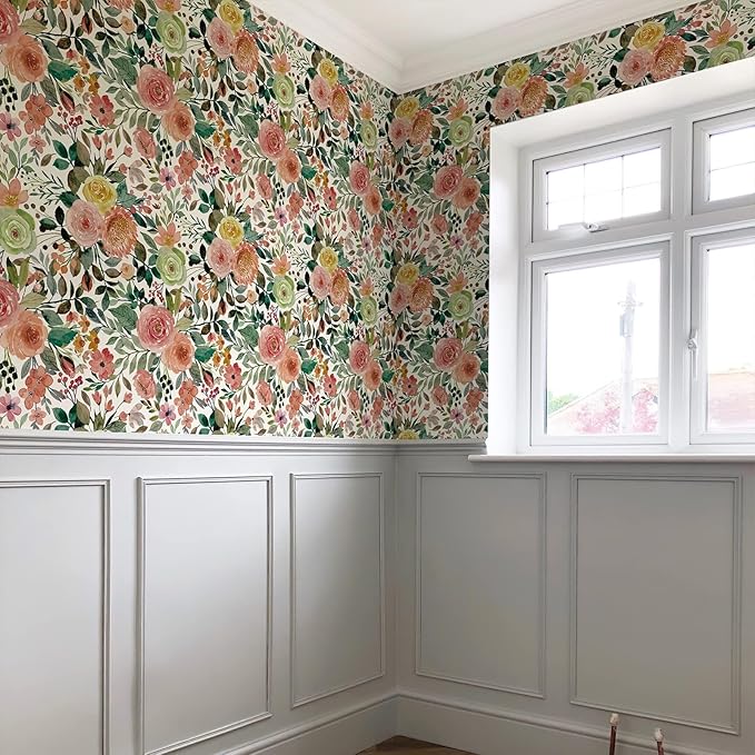 JiffDiff Floral Wallpaper Peel and Stick Removable Contact Paper Peony Roses - Image 6