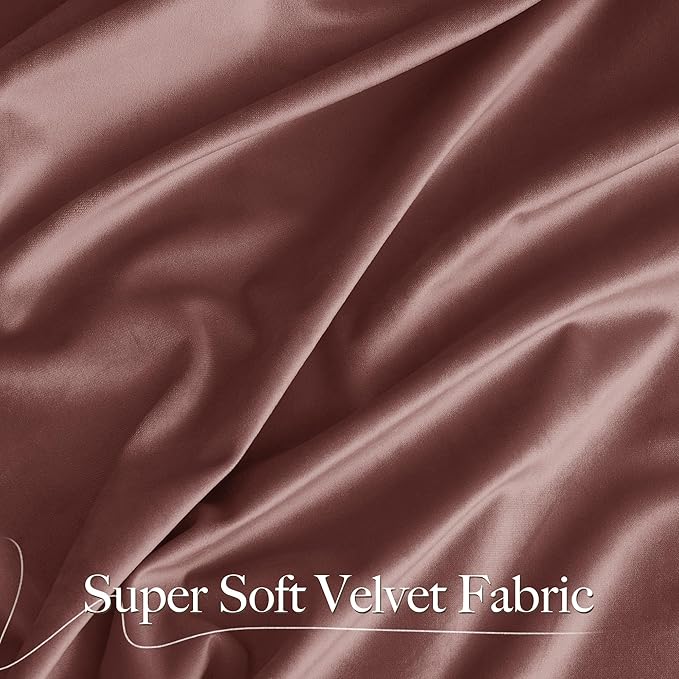 NICETOWN Wild Rose Velvet Curtains, Rod Pocket Velvet Drapes, Media Movie - Image 2
