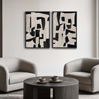 Large Framed Black and Beige Abstract Wall Art, Modern Art Prints Pictures - Image 3