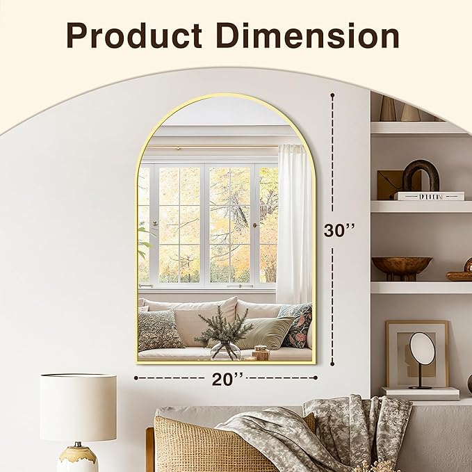 Vanity Bathroom Mirror for Wall, 2 Pack 30"x20" Arched Bathroom Mirror for Over - Image 3