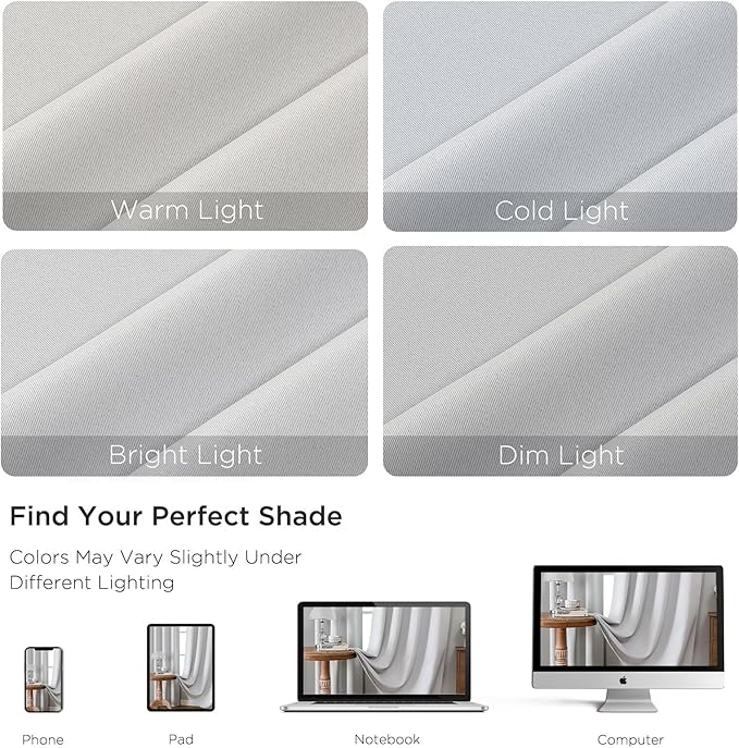 CUCRAF Grayish White Blackout Curtains 54 inch Length 2 Panels Set, Rod Pocket - Image 4