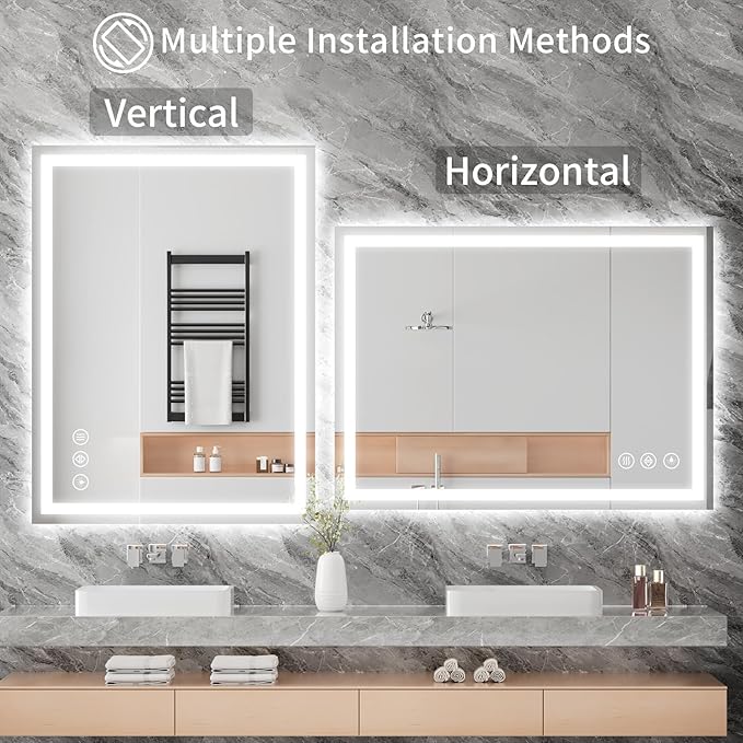 Koonmi 48"x36" LED Mirror for Bathroom, 90CRI Anti-Fog Vanity Mirror - Image 6