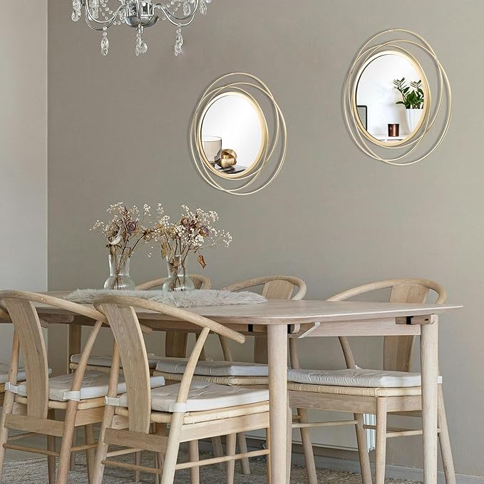 2 Set. Circle Mirrors for Wall Decor for Living Room Bedroom Bathroom Entryway - Image 4