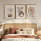 Framed Neutral Boho Wall Art Bedroom, 3 Piece Abstract Bohemian Brown Botanical - Image 4