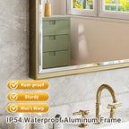 Gold Bathroom Mirror, 22x30 Brushed Gold Bathroom Mirror Beveled Edge, - Image 4