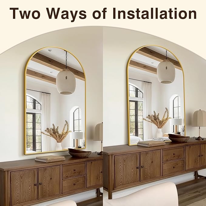 FICTOR Bathroom Mirror for Wall, Arched Vanity Bathroom Mirror for Over Sink - Image 5