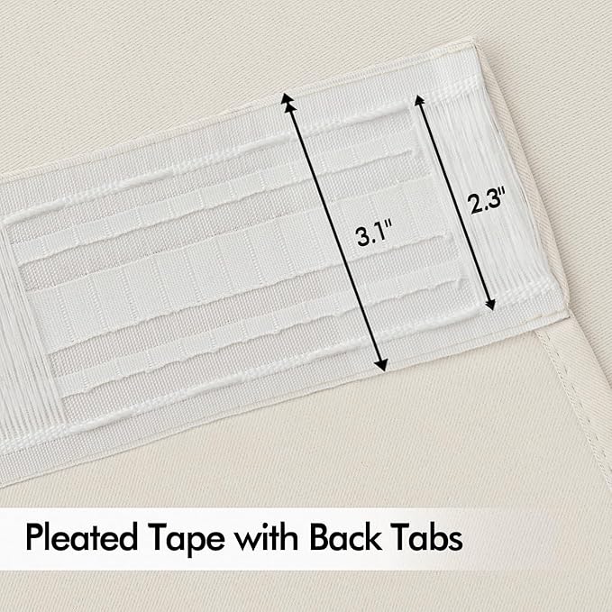 MIULEE Ivory Back Tab Blackout Curtains 108 Inch Long 2 Panels Set - Image 4