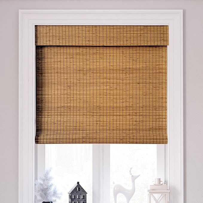 Cordless Bamboo Roman Shades 30x64in, Light Filtering Bamboo Blinds by Unknown