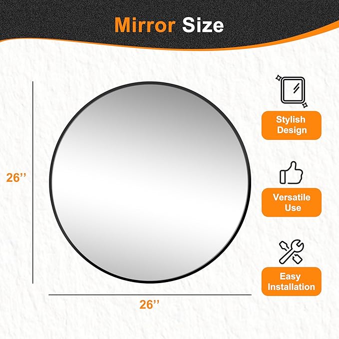Black Frame Mirror, Bathroom Mirrors - Image 6