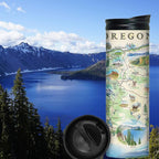 Xplorer Maps Oregon Map 16 Oz Travel Drinkware with Spill-Resistant Lid - Stainless Steel Vacuum Insulated Coffee Tumbler