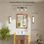 24x32 Inch Bathroom Mirror for Wall, Anti-Rust Walnut Wood Grain Metal Framed - Image 2