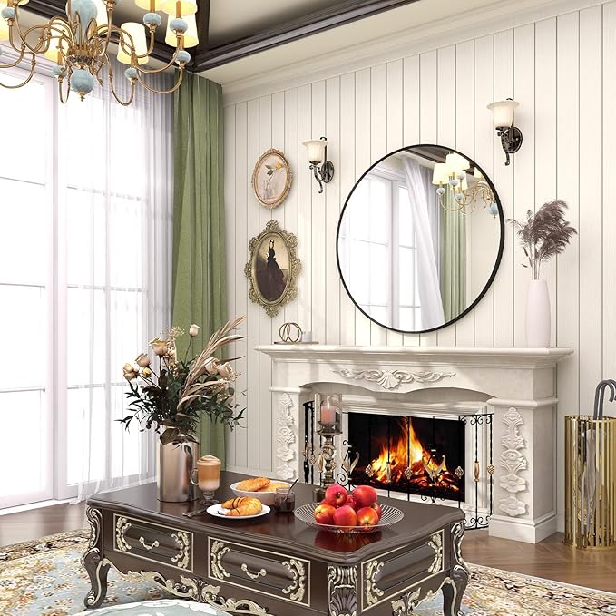 BEAUTYPEAK 20 Inch Round Mirror, Metal Frame Circle Mirror, Wall Mounted - Image 7