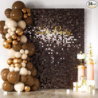 COKAOBE Dark Brown Shimmer Wall Backdrop 24PCS Sequins Backdrop Decoration by COKAOBE