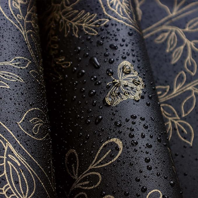 Froluya Black and Gold Wallpaper Peel and Stick Wallpaper 17.7"x590.5" Vintage - Image 4