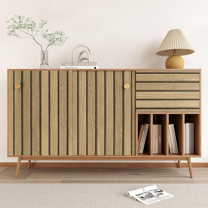 VEELIKE Natural Oak Wood Slat Wallpaper Peel and Stick Light Wood Panel Look - Image 7