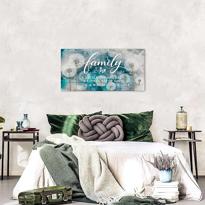 Family Wall Decor Teal Kitchen Wall Art Farmhouse Inspirational Quotes Canvas - Image 3