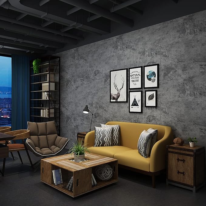 3yecao 48"×79" Wide Thick Dark Blue Grey Cracked Concrete Wallpaper Peel and - Image 4