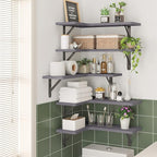 Fixwal Corner Floating Shelves Set of 5, Rustic Wood Wall Mounted Corner Shelf - Image 6