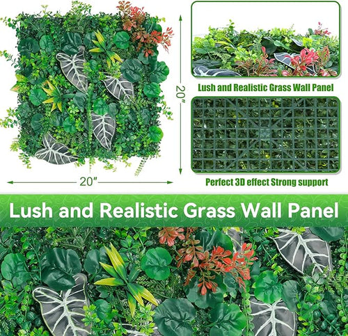 20"x20" Artificial Grass Wall Panels, Faux Boxwood Green Wall Decor - Image 2