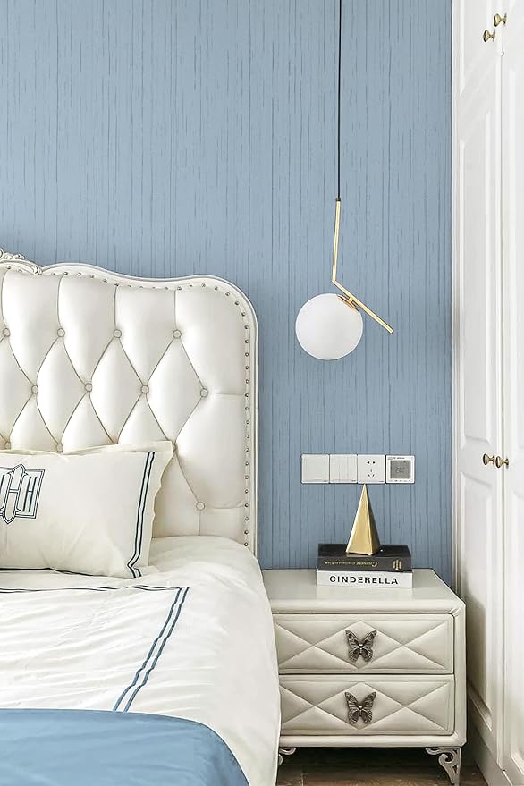 Dviolet 15.7in x 393in Blue Textured Fabric Wallpaper - Image 3