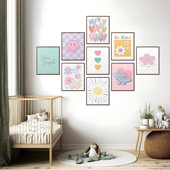 tgguytiy 9 Pcs Girls Room Wall Art Set, Cute Inspirational Nursery Decor - Image 7