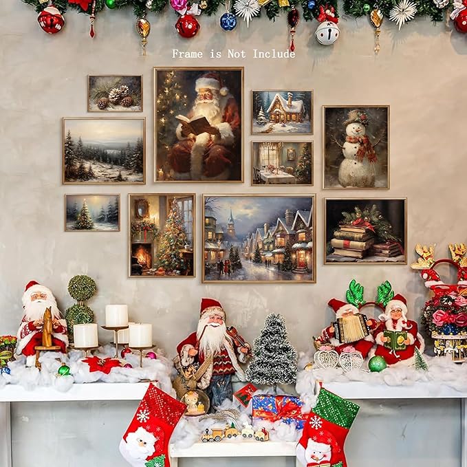 Vodefoad Christmas Gallery Wall SET of 10 Vintage Christmas Wall Art Retro - Image 2