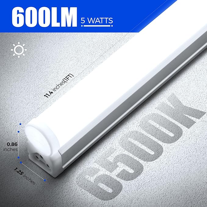 Barrina 6 Pack LED T5 Integrated Single Fixture 1FT, Linkable Under Cabinet - Image 7