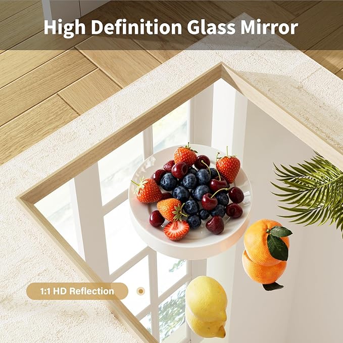 Oak Wood Effect Framed Wall Mirror, 16x20 Rectangle Mirror, - Image 8