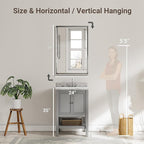 Silver Bathroom Mirror, 24x36 Inch Beveled Vanity Mirror - Image 2