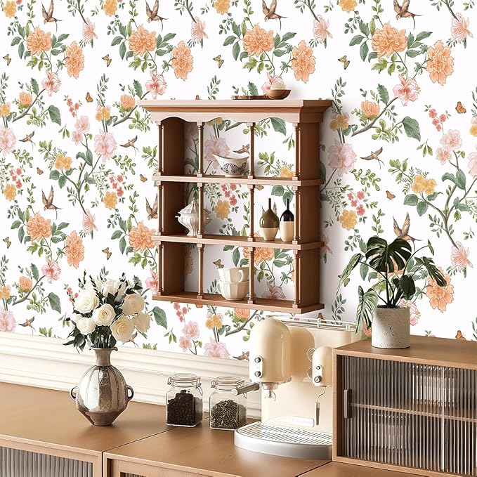Froluya Floral Peel and Stick Wallpaper Vintage Floral Contact Paper 16.9” x - Image 4