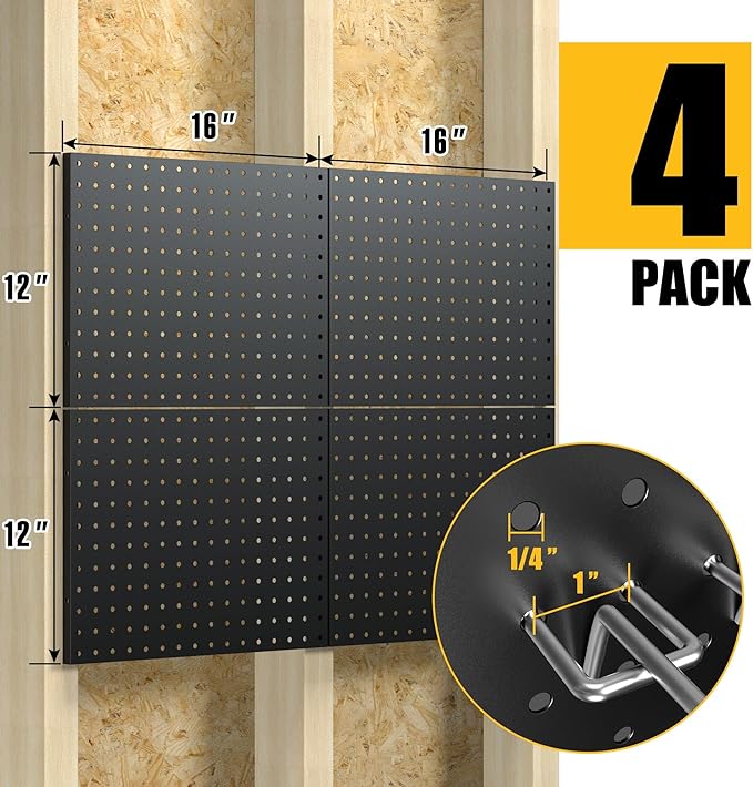 Spampur Peg Board, 4 Pack Metal Pegboard Panels - Image 3