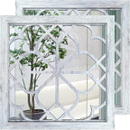 Wocred 2 PCS Square Wall Mirror, Gorgeous Rustic Farmhouse Accent Mirror by Wocred