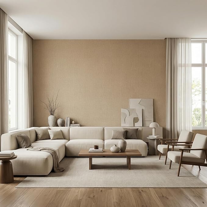 WADILE Grasscloth Peel and Stick Wallpaper 15.7in x 78.7in, Textured Contact - Image 3