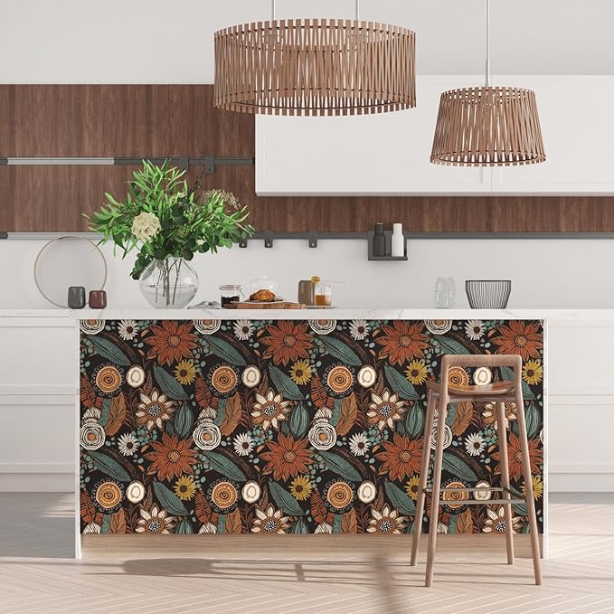 Boho Floral Wallpaper Peel and Stick, Vintage Botanical Contact Paper 17.5" x - Image 7