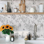 Froluya Black and Cream White Floral Wallpaper Peel and Stick Wallpaper - Image 6